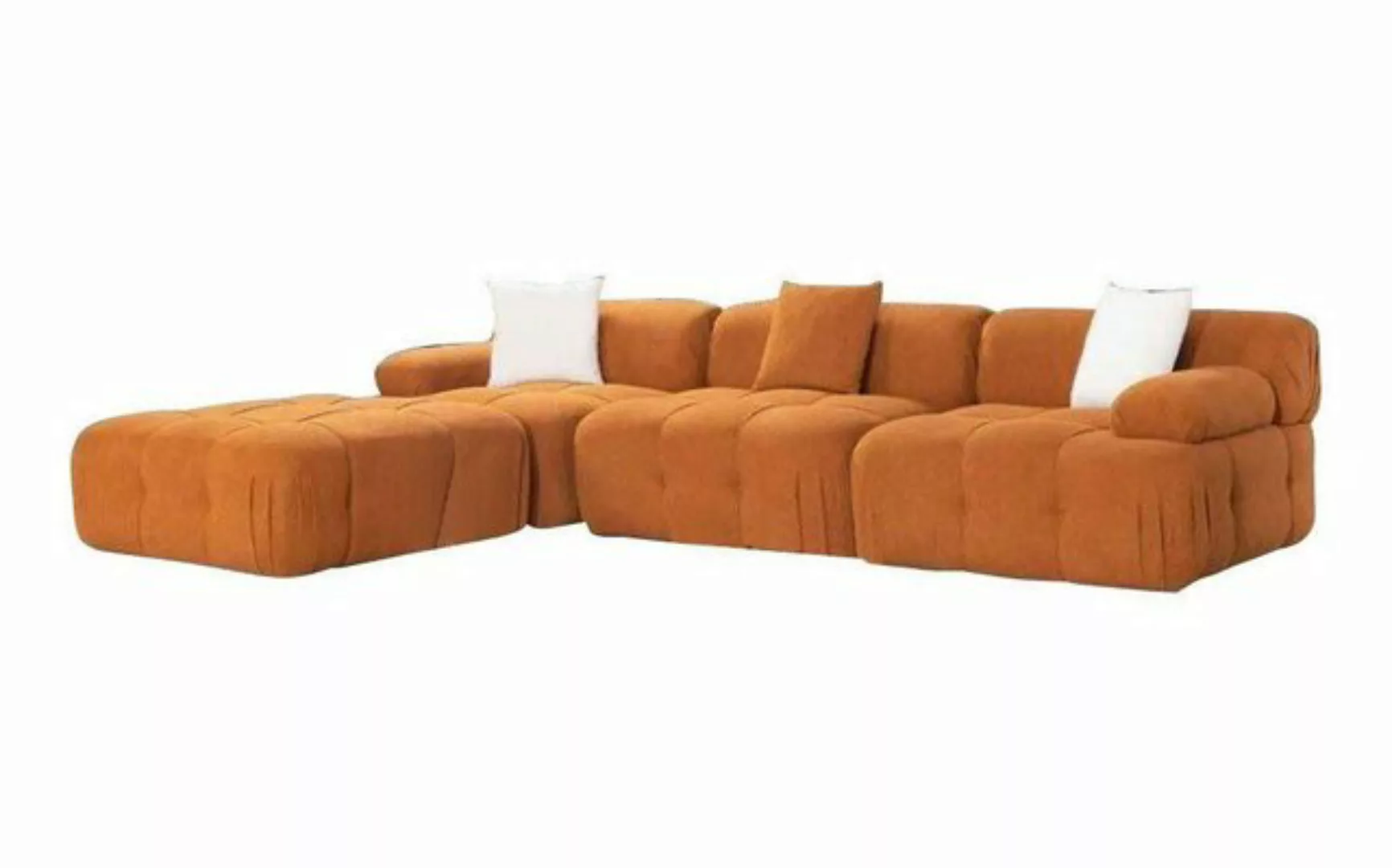 JVmoebel Ecksofa Oranges L-Form Sofa Wohnzimmer Luxus Couch Ecksofa Holz Te günstig online kaufen