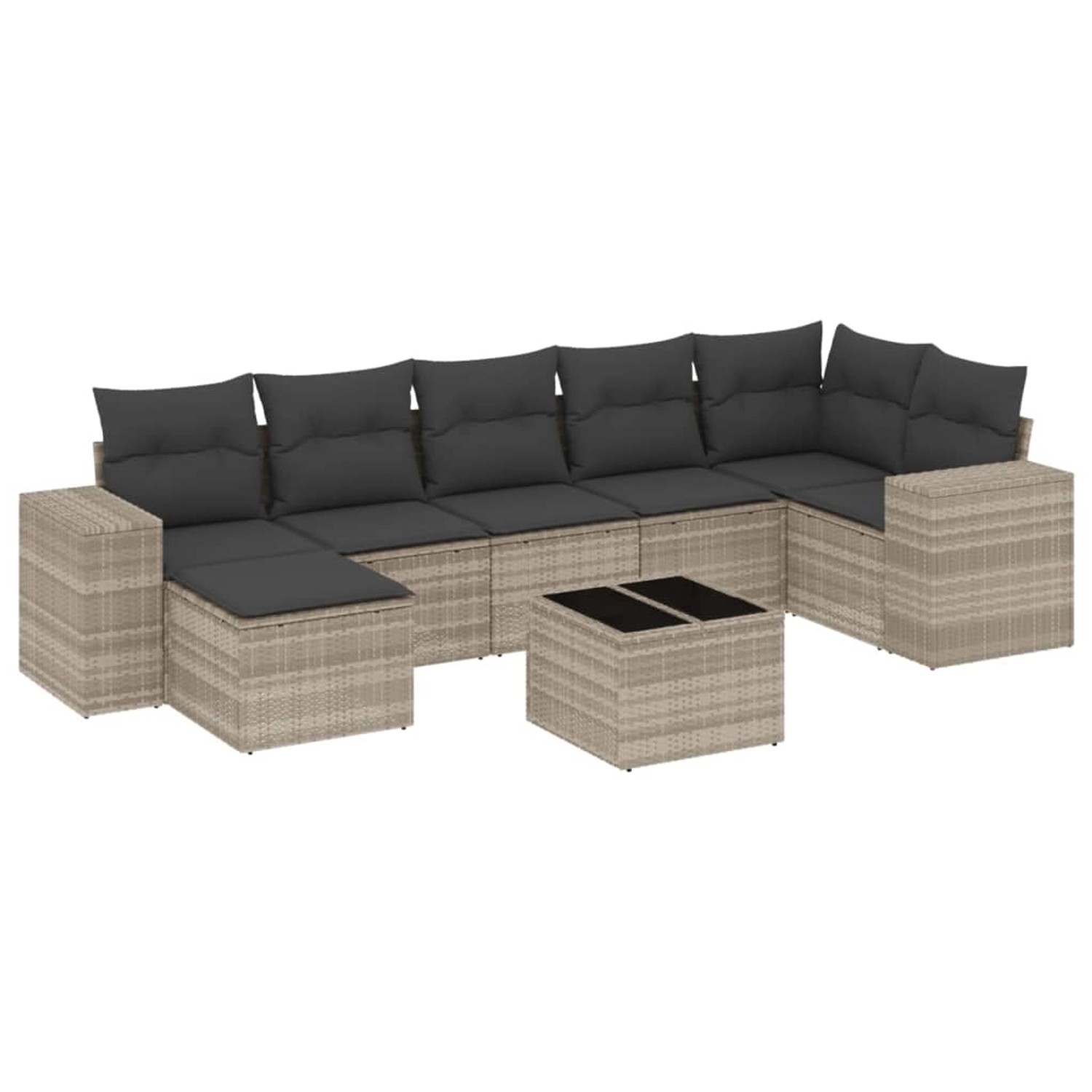 vidaXL 8-Tlg Garten-Sofagarnitur mit Kissen Hellgrau Poly Rattan 3255229 günstig online kaufen