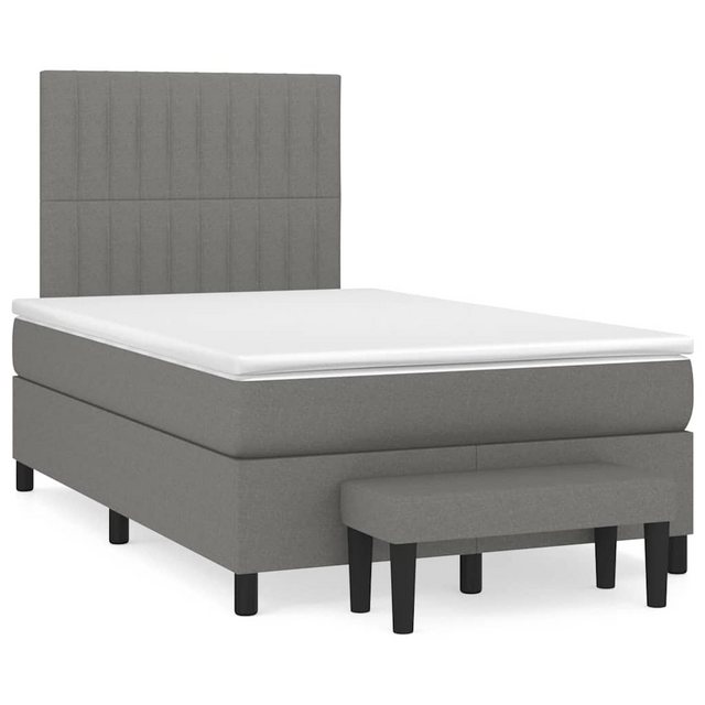 vidaXL Boxspringbett, Boxspringbett mit Matratze Dunkelgrau 120x190 cm Stof günstig online kaufen