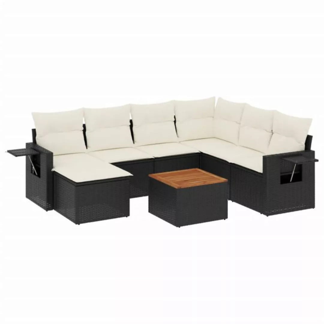 vidaXL Sofaelement 8-tlg. Garten-Sofagarnitur mit Kissen Schwarz Poly Ratta günstig online kaufen