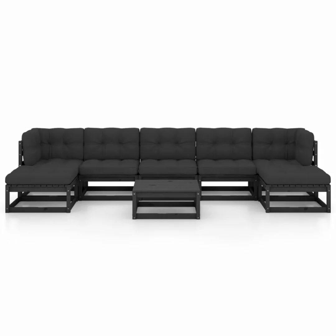 8-tlg. Garten-lounge-set Mit Kissen Schwarz Kiefer Massivholz günstig online kaufen