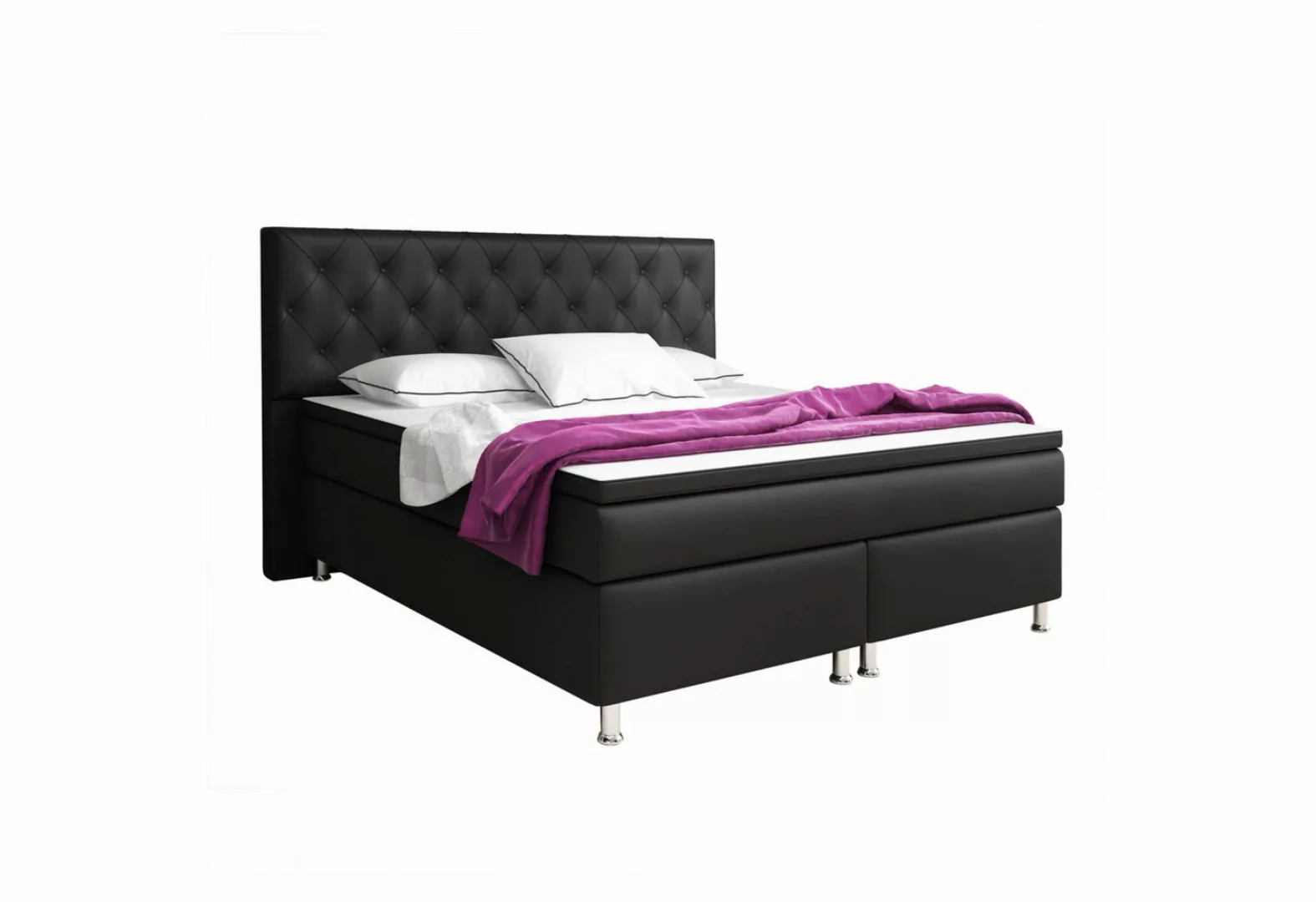 interbed Boxspringbett Turin Chesterfield 180x200cm inkl. Topper und 7 Zone günstig online kaufen