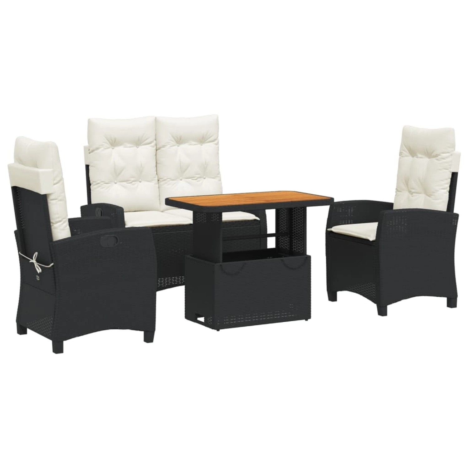 vidaXL 4-Tlg Garten-Essgruppe mit Kissen Schwarz Poly Rattan 3277383 günstig online kaufen