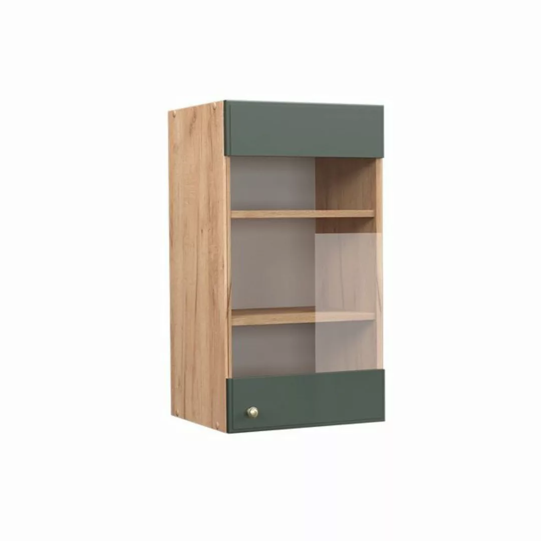 Vicco Glashängeschrank Fame-Line, Grün-Gold Landhaus/Goldkraft Eiche, 40 cm günstig online kaufen