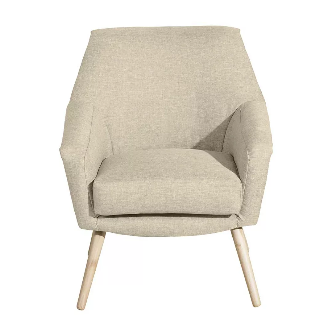 Wohnzimmer Sessel in Beige aus Flachgewebe Buche Massivholz günstig online kaufen