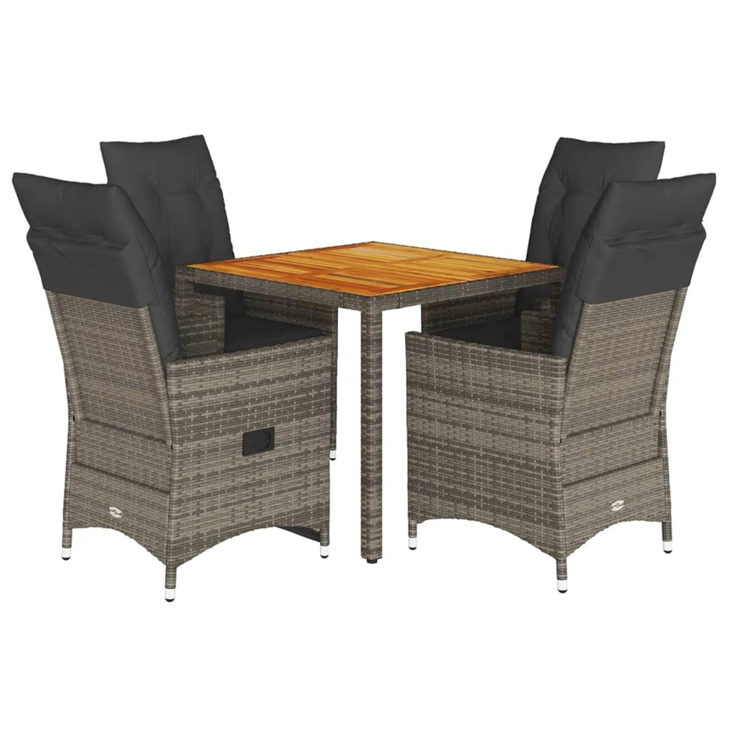 vidaXL 5-Tlg Garten-Essgruppe mit Kissen Grau Poly Rattan 3276725 günstig online kaufen
