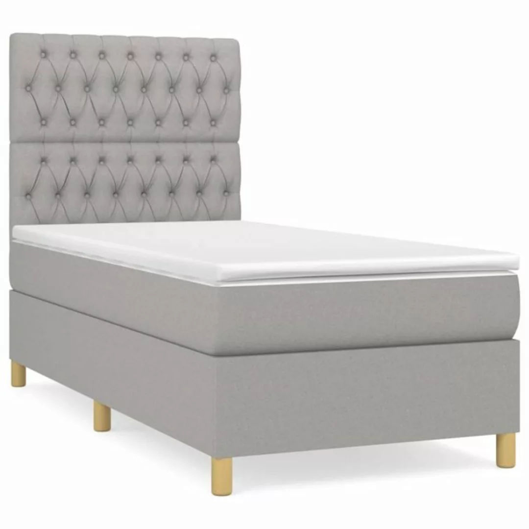 vidaXL Boxspringbett Boxspringbett mit Matratze Hellgrau 90x200 cm Stoff Be günstig online kaufen