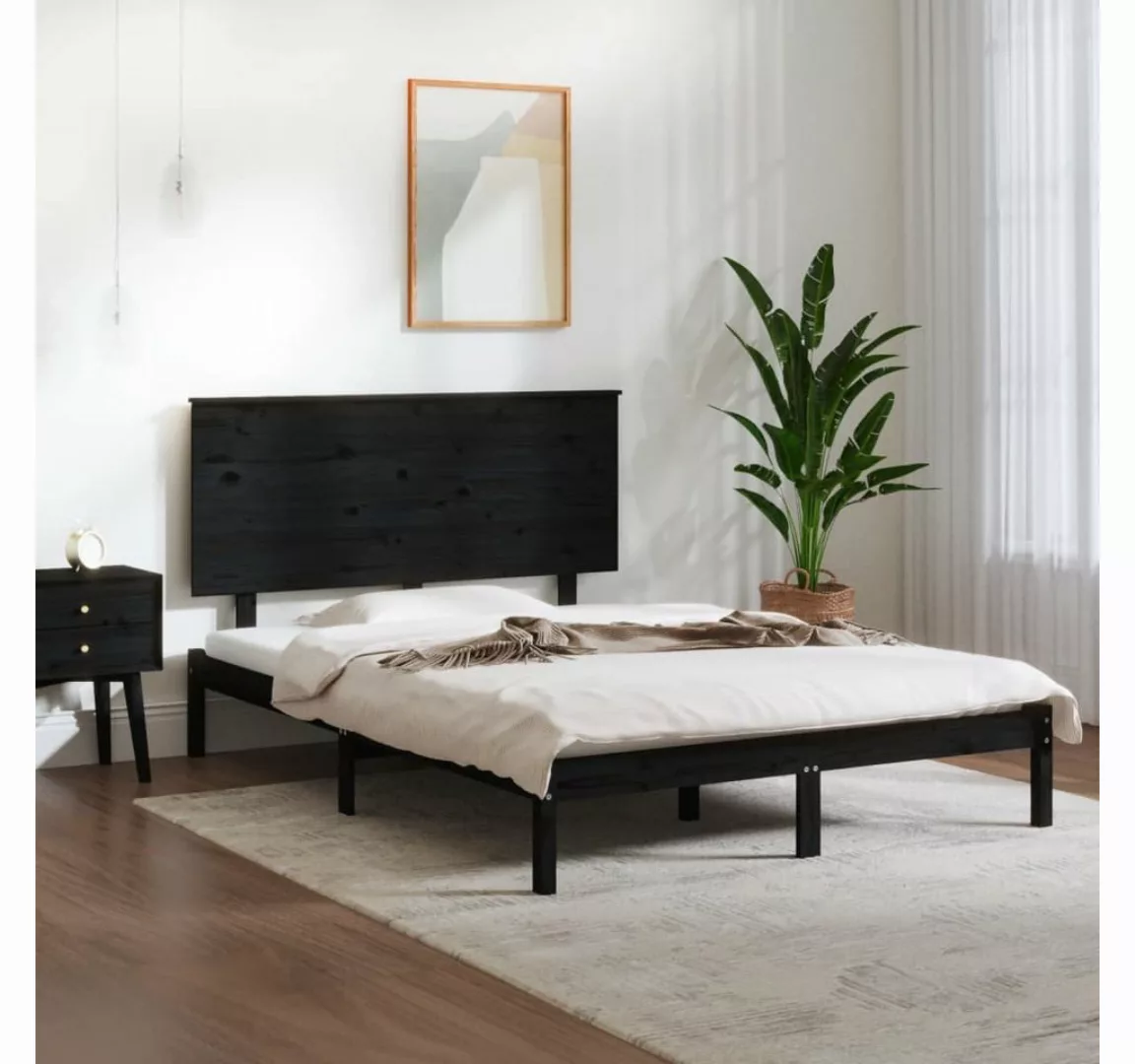 furnicato Bett Massivholzbett Schwarz Kiefer 160x200 cm günstig online kaufen