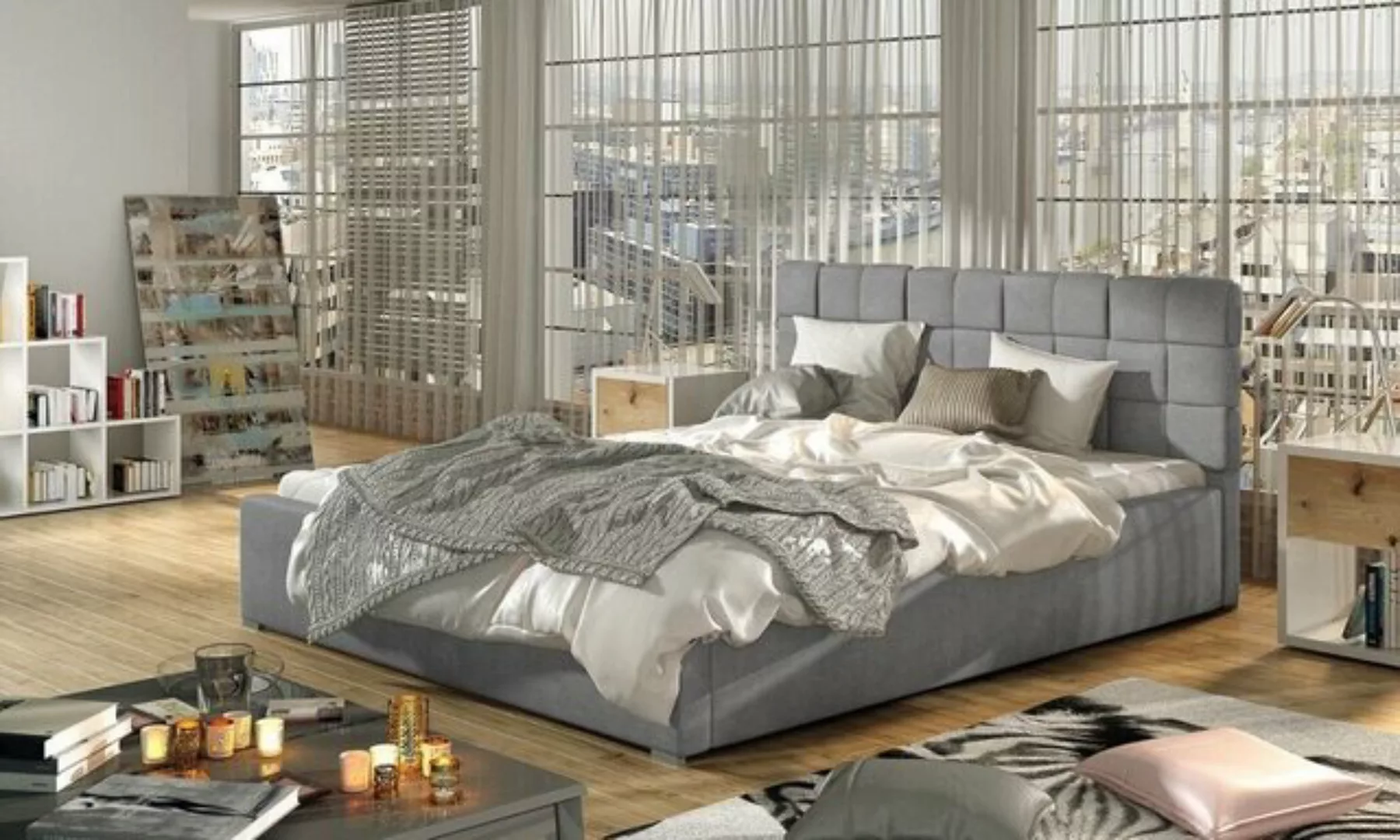 JVmoebel Bett, Luxus Designer Polsterbett Bett Designerbett 200x200cm Boxsp günstig online kaufen