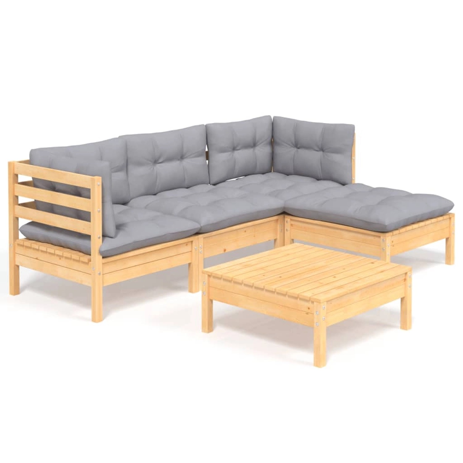 vidaXL 5-tlg Garten-Lounge-Set mit Grauen Kissen Kiefernholz Modell 9 günstig online kaufen