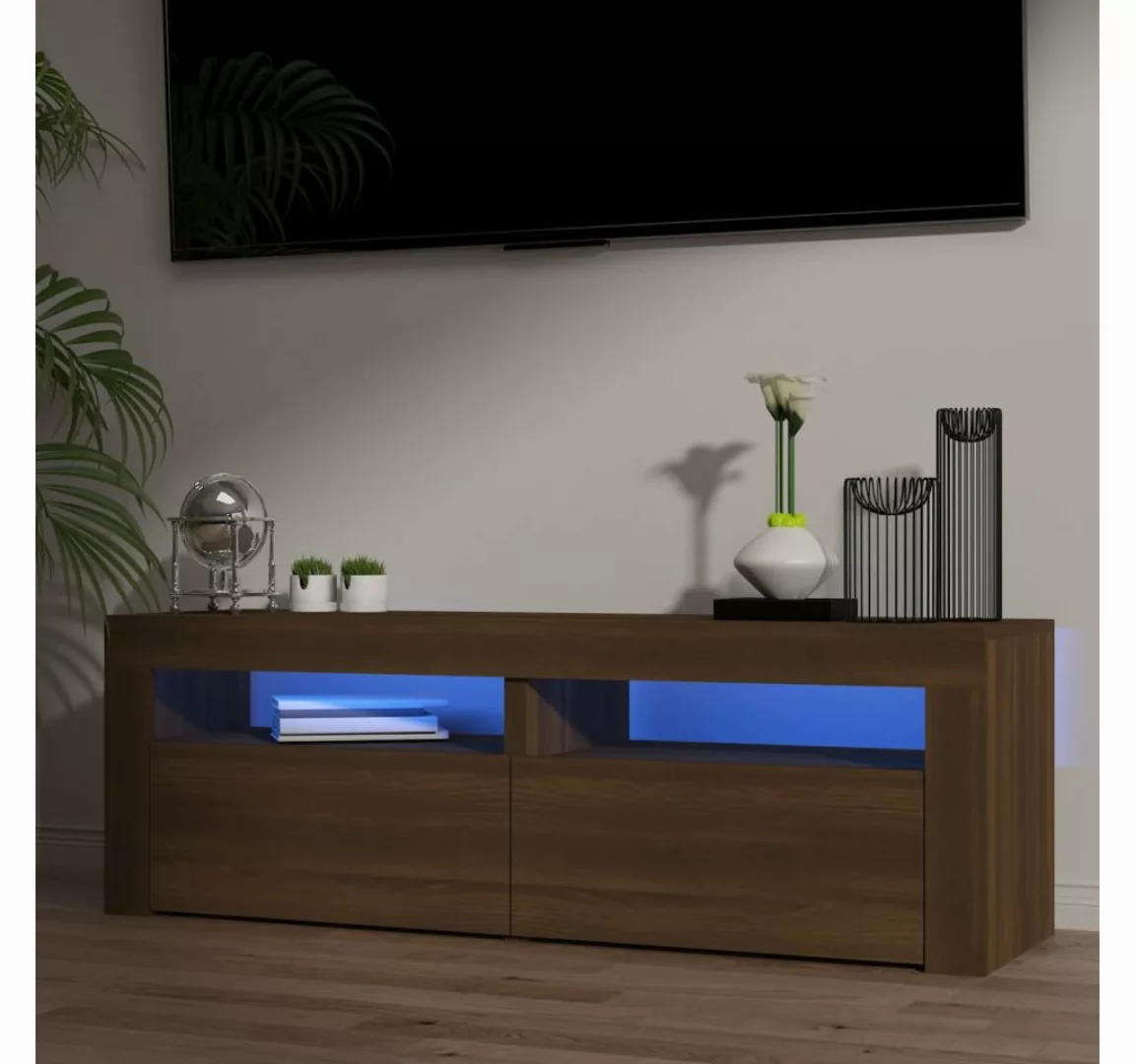 vidaXL TV-Schrank TV-Schrank mit LED Leuchten Braun Eichen-Optik 120x35x40 günstig online kaufen