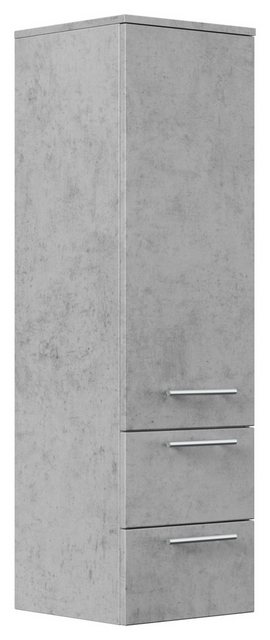 Magnolia Home Hochschrank Hochschrank 120 cm in Beton mit Glaseinlagen günstig online kaufen