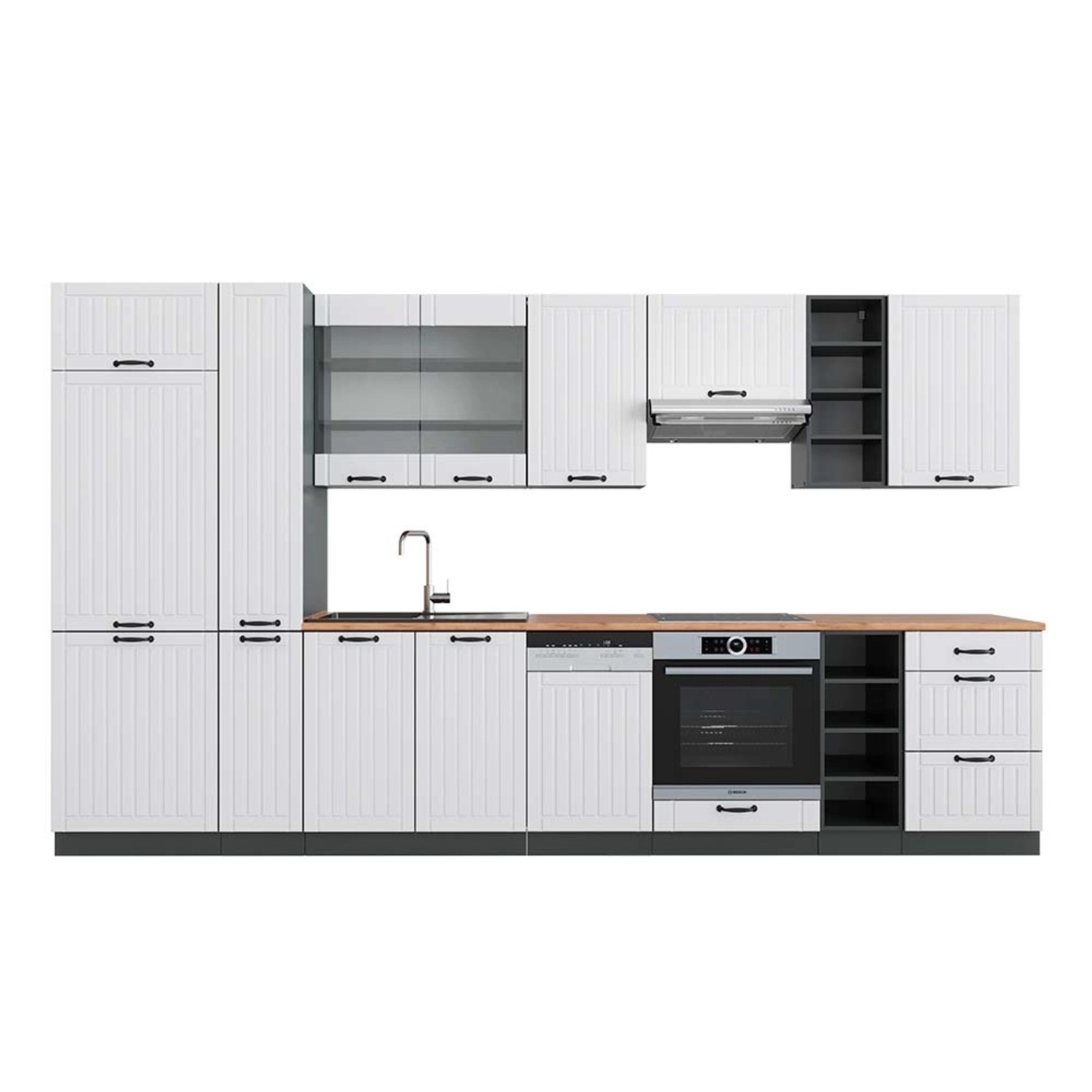 Vicco Küchenzeile R-Line, Weiß Landhaus/Weiß, 140 günstig online kaufen