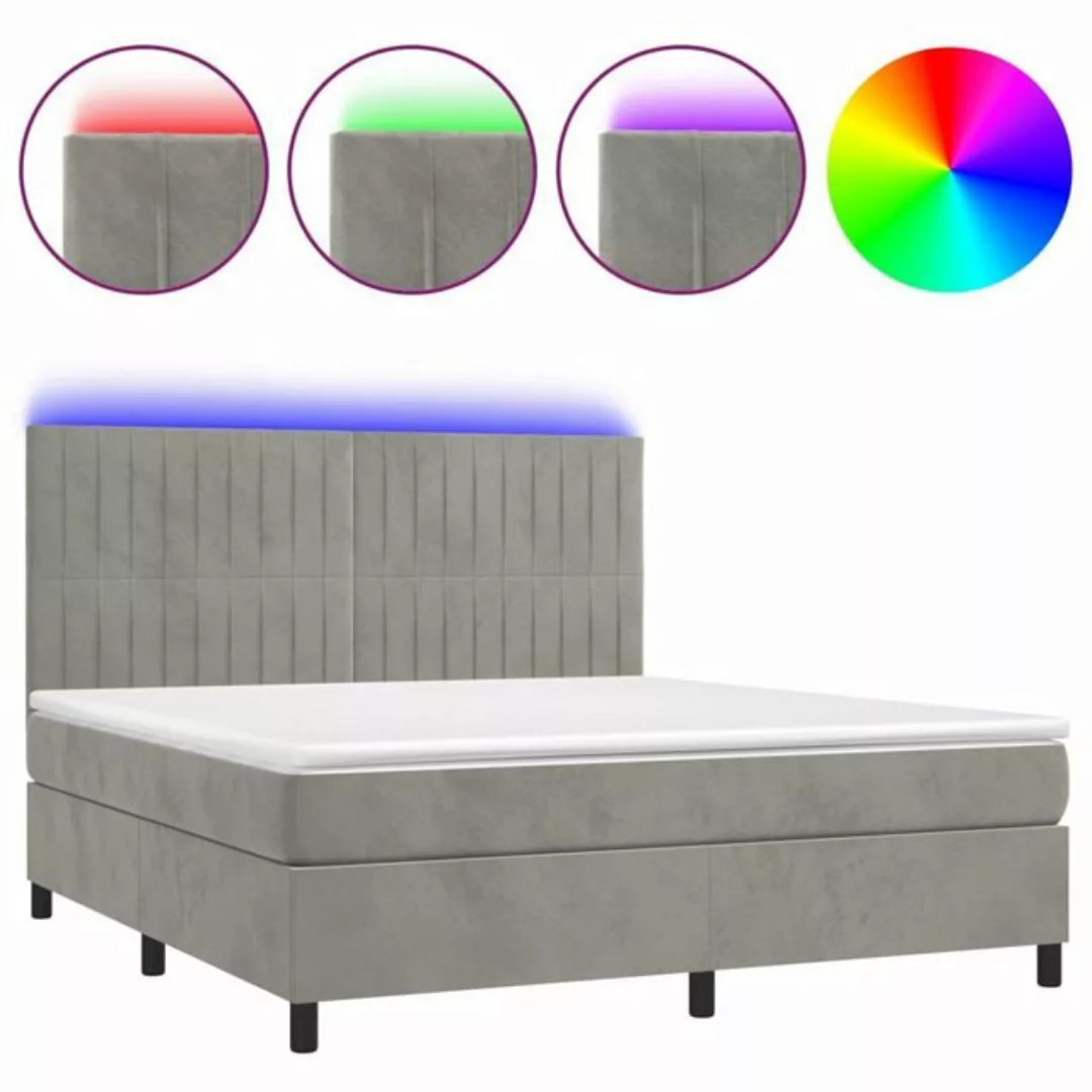 vidaXL Boxspringbett Boxspringbett mit Matratze LED Dunkelgrau 180x200 cm S günstig online kaufen