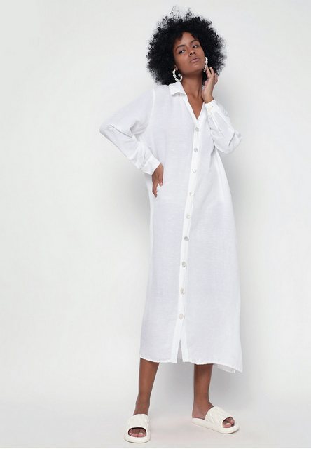 YC Fashion & Style Blusenkleid Blusenkleid aus 100% Leinen ... Basic, Boho, günstig online kaufen