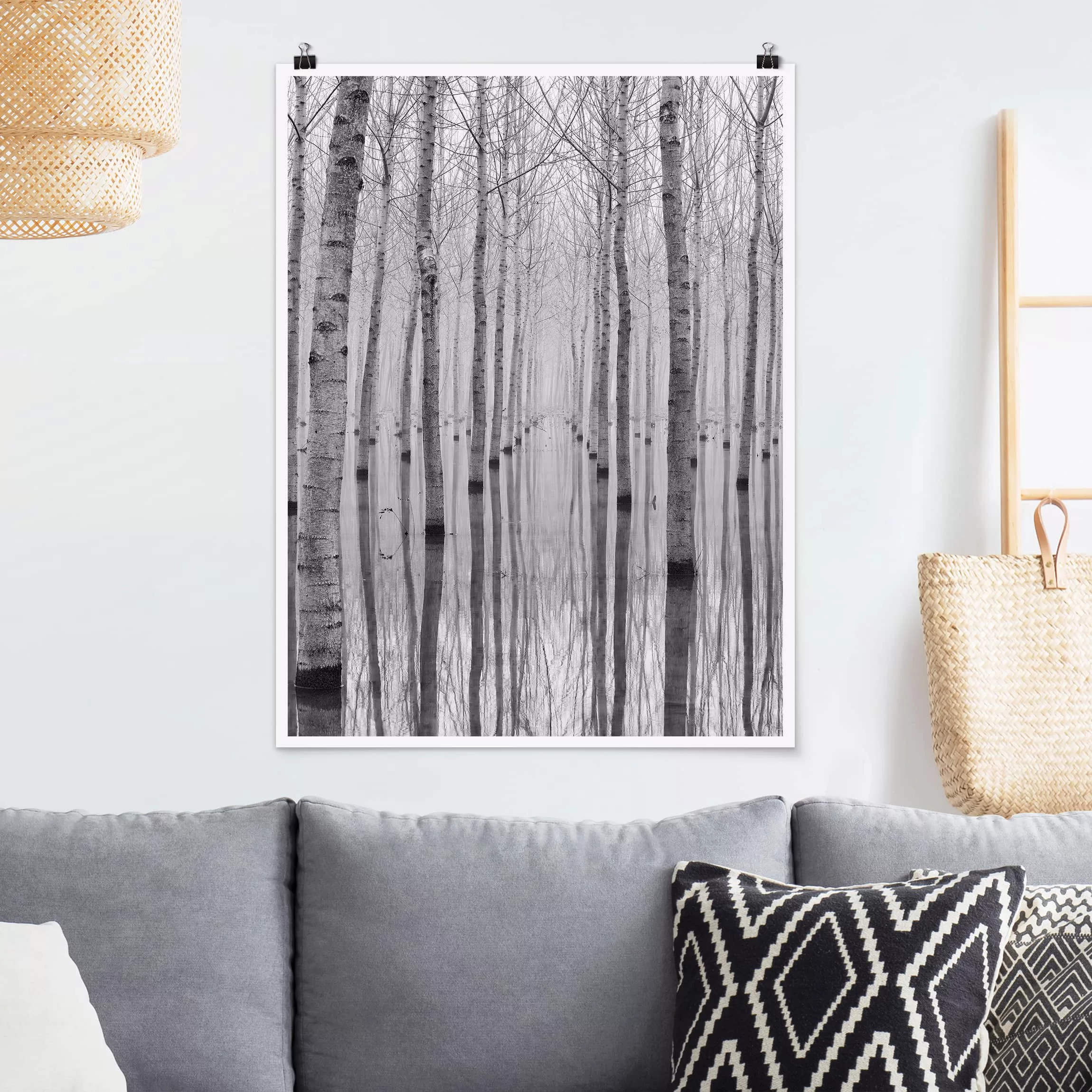Poster Wald - Hochformat Birken im November günstig online kaufen