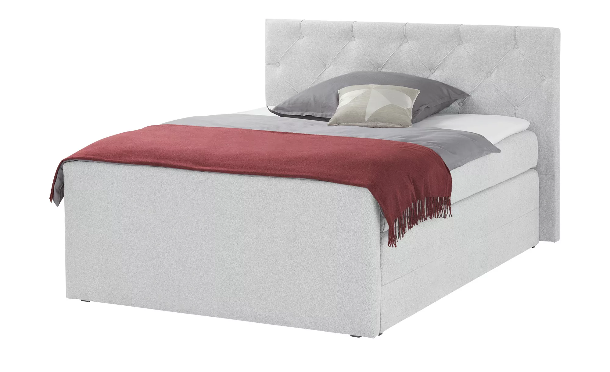 Boxspringbett  Huntingdonshire ¦ grau ¦ Maße (cm): B: 200 H: 120 T: 220 Bet günstig online kaufen