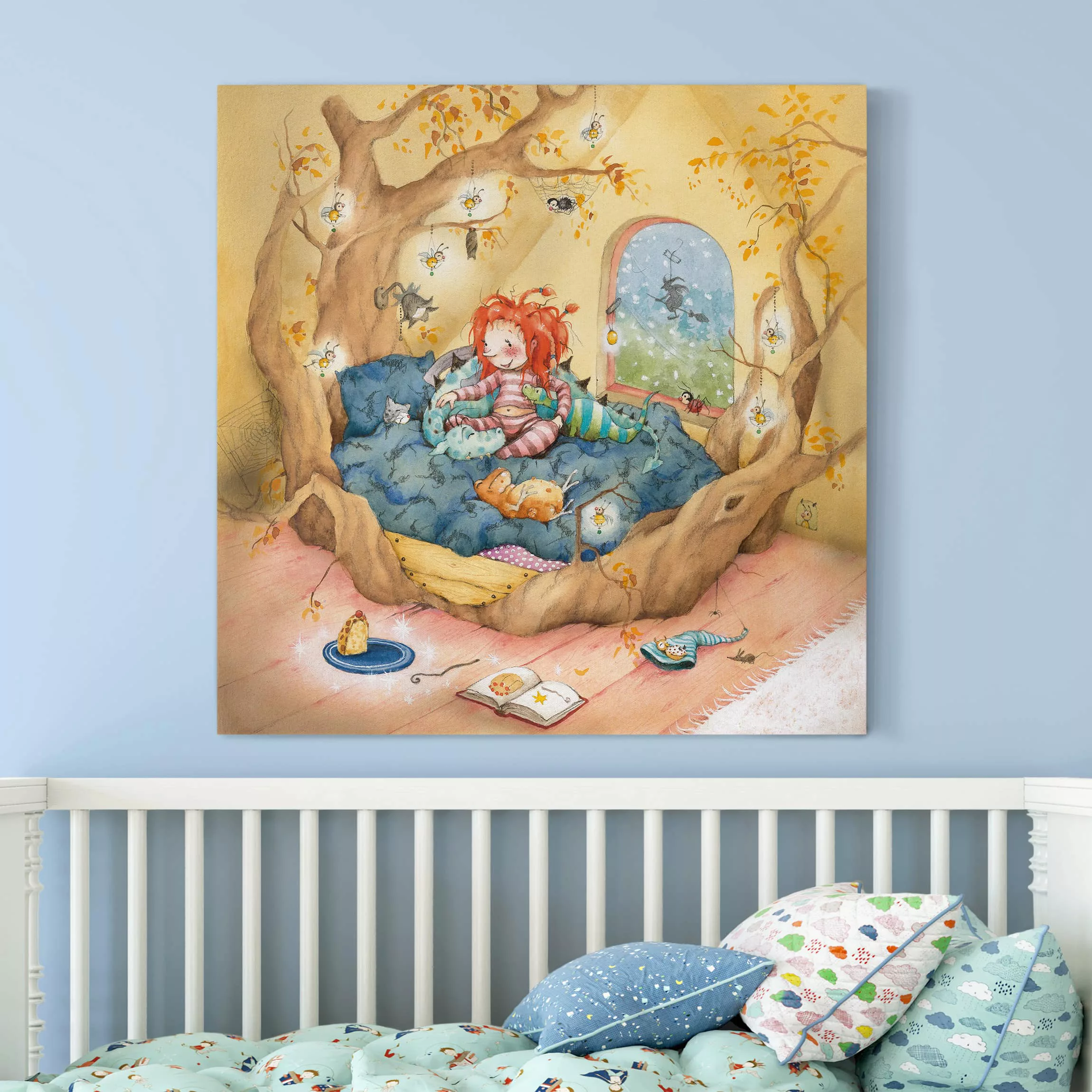 Leinwandbild Kinderzimmer - Quadrat Frida die kleine Waldhexe - Frida kusch günstig online kaufen