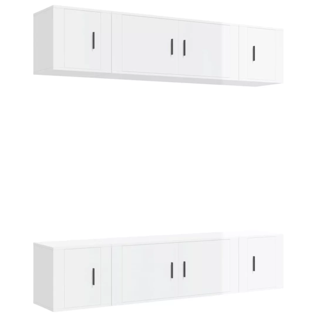 Vidaxl 6-tlg. Tv-schrank-set Hochglanz-weiß Holzwerkstoff günstig online kaufen