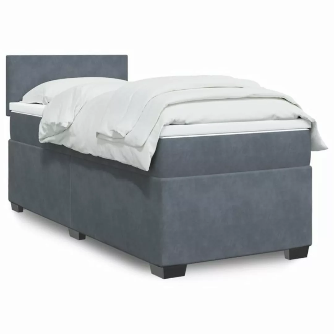 furnicato Bettgestell Boxspringbett mit Matratze Dunkelgrau 100x200 cm Samt günstig online kaufen