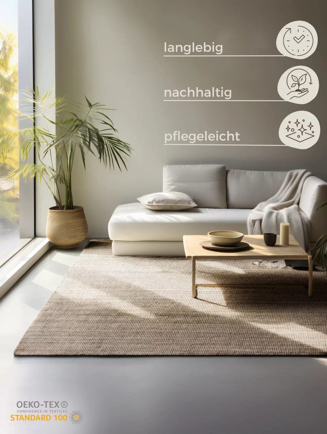 HANSE Home Teppich »Jaipur«, rechteckig, 10 mm Höhe, Jute, Natur, Wohnzimme günstig online kaufen