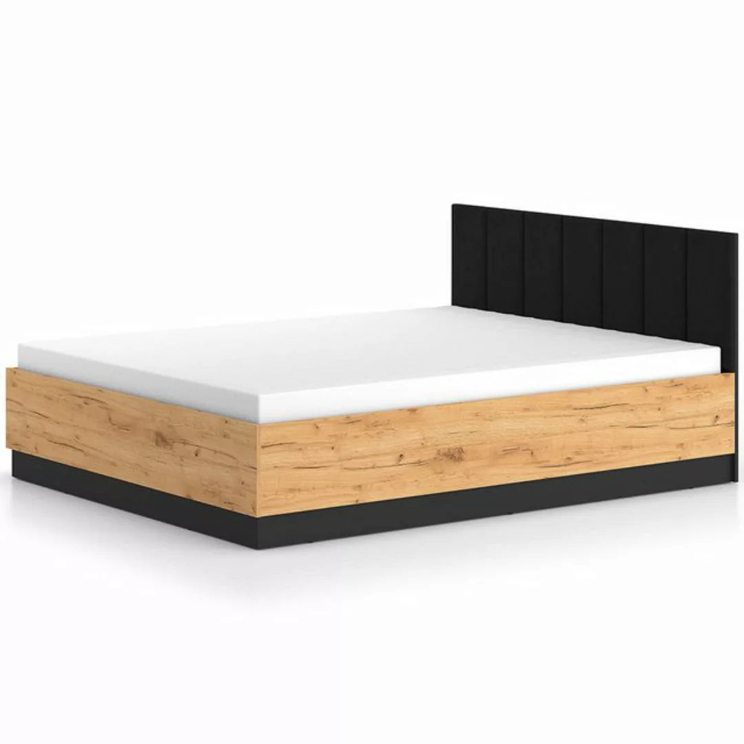 Lomadox Bettgestell URBANIA-131, Doppelbett Ehebett 160x200 cm modern Eiche günstig online kaufen