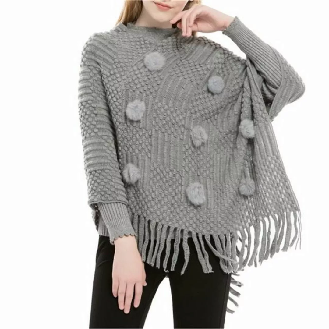 Rouemi Cape Damen Plüsch Puffer Jacke,einfache Mode warmen gestrickten Scha günstig online kaufen