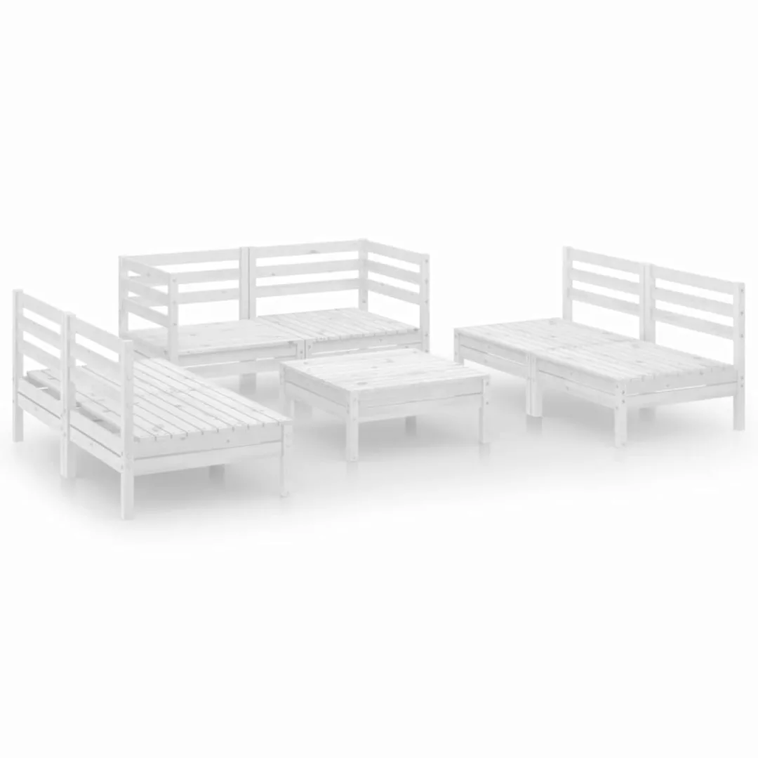 7-tlg. Garten-lounge-set Weiß Massivholz Kiefer günstig online kaufen