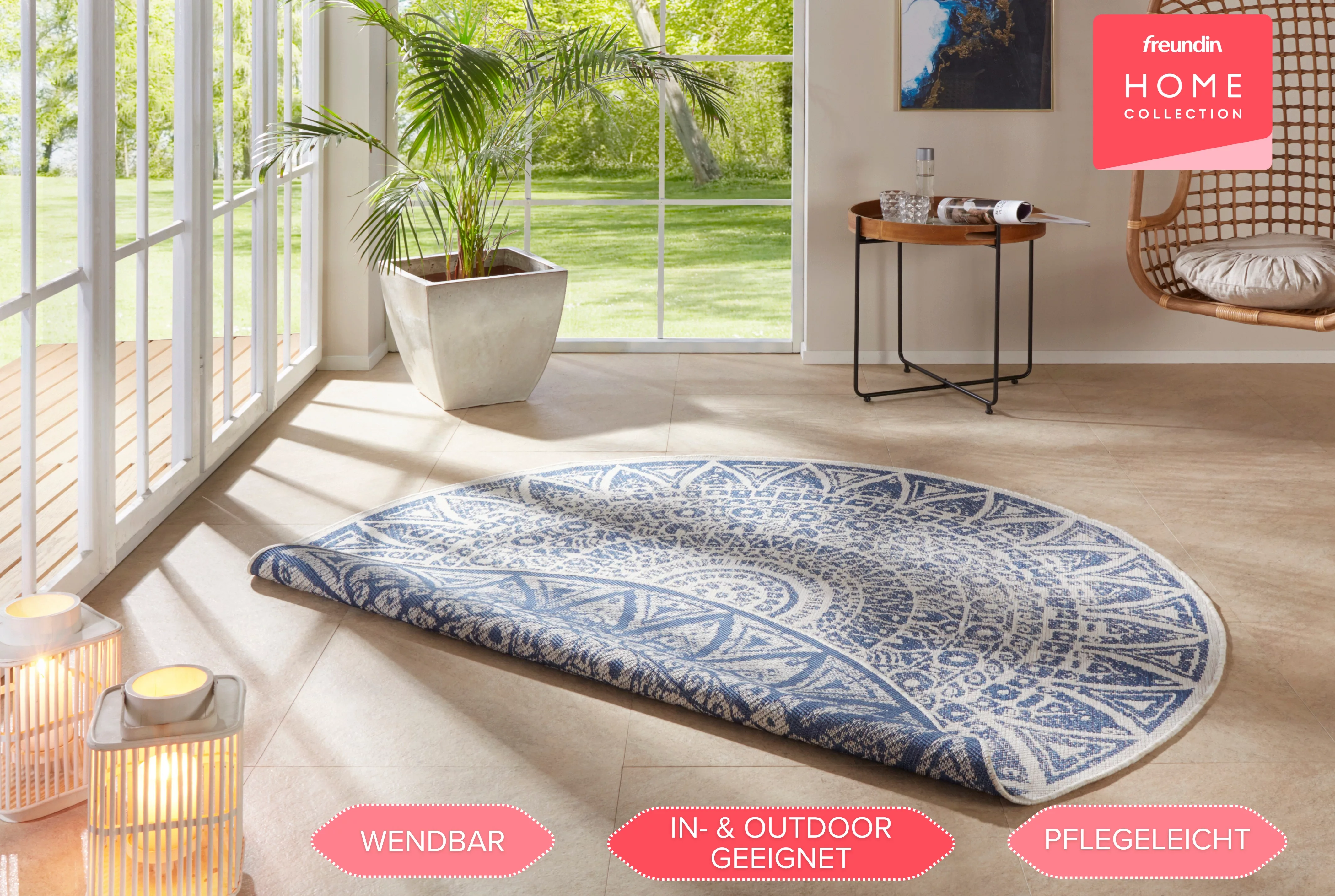 freundin Home Collection Teppich »Lilja«, rund, In-& Outdoor, Wendeteppich, günstig online kaufen