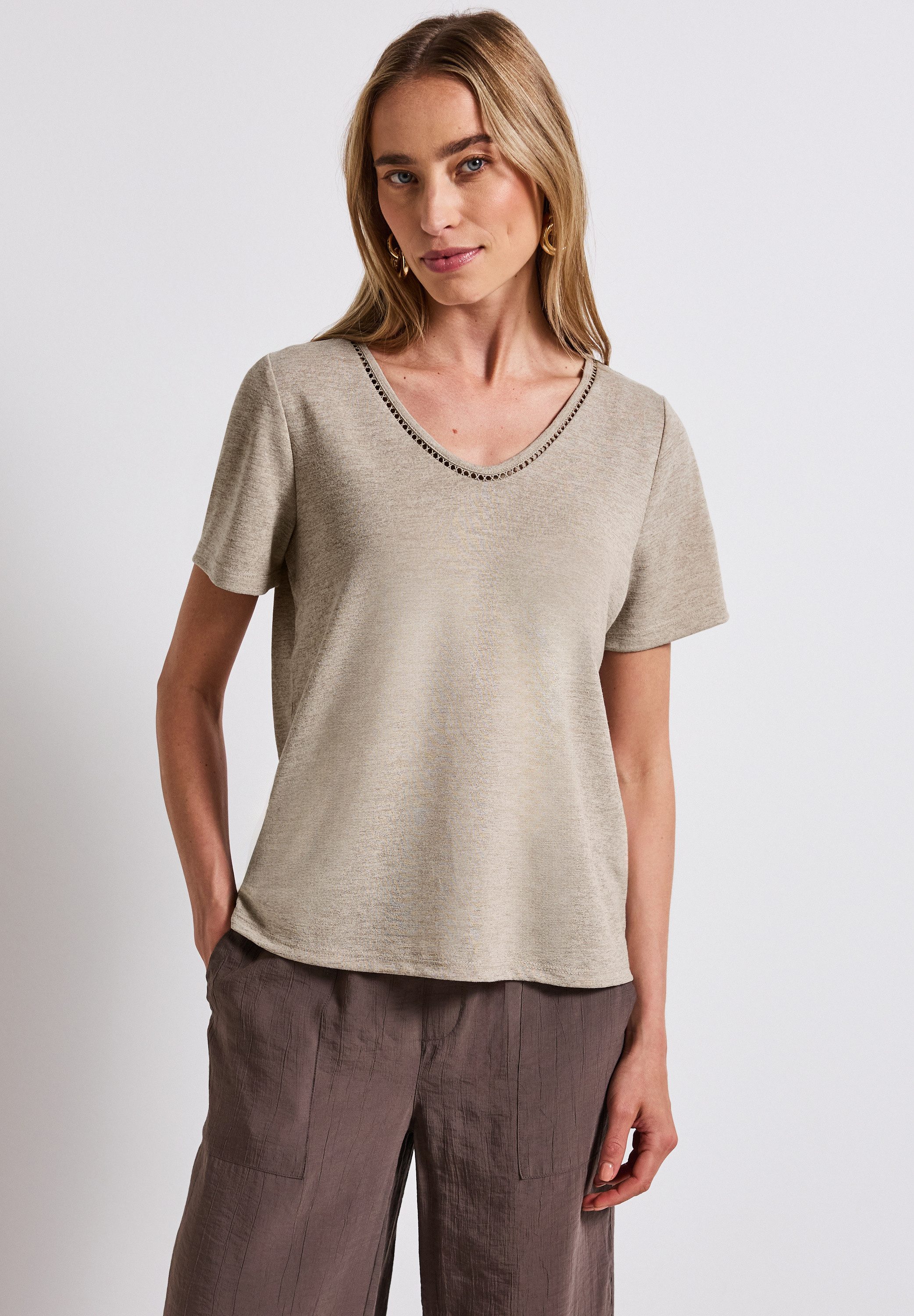 STREET ONE T-Shirt, aus elastischem Materialmix günstig online kaufen
