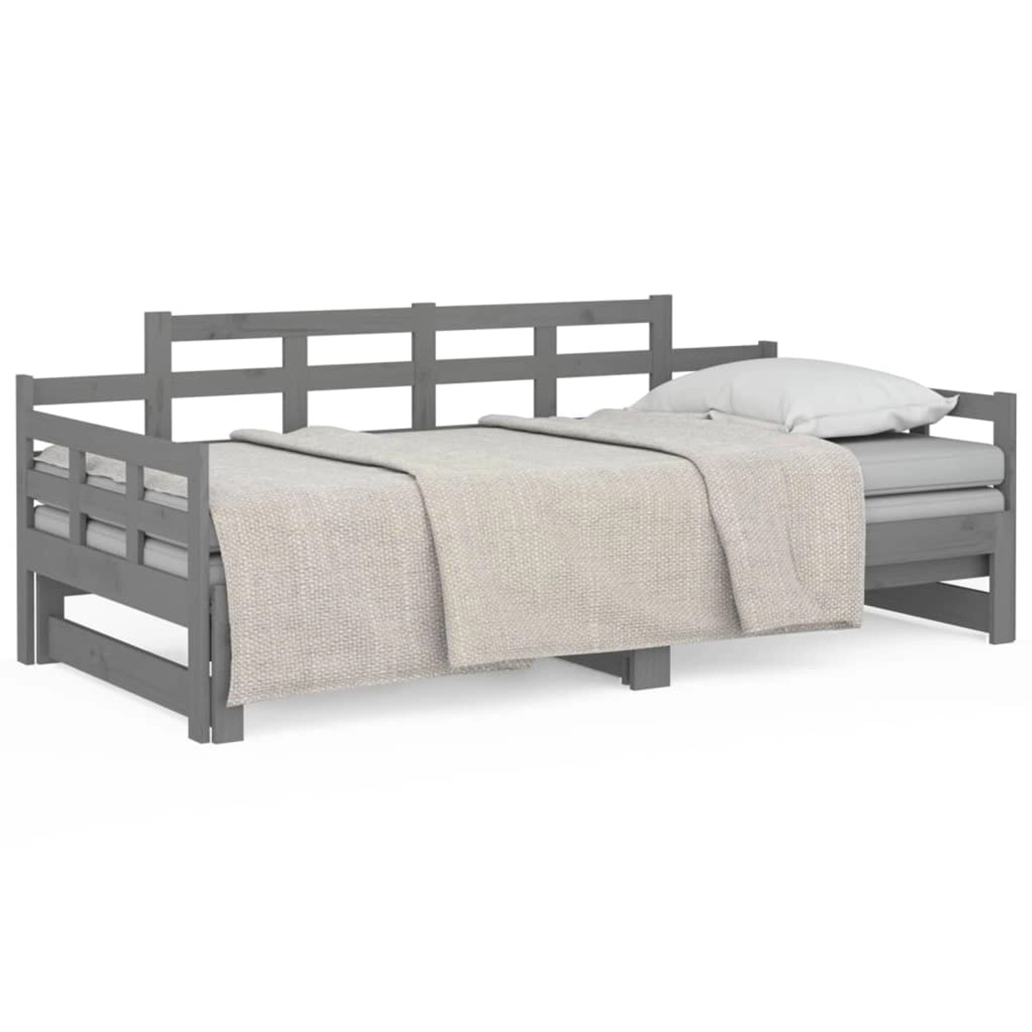 vidaXL Gästebett Tagesbett Gästebett Ausziehbar Grau Massivholz Kiefer 2x90 günstig online kaufen