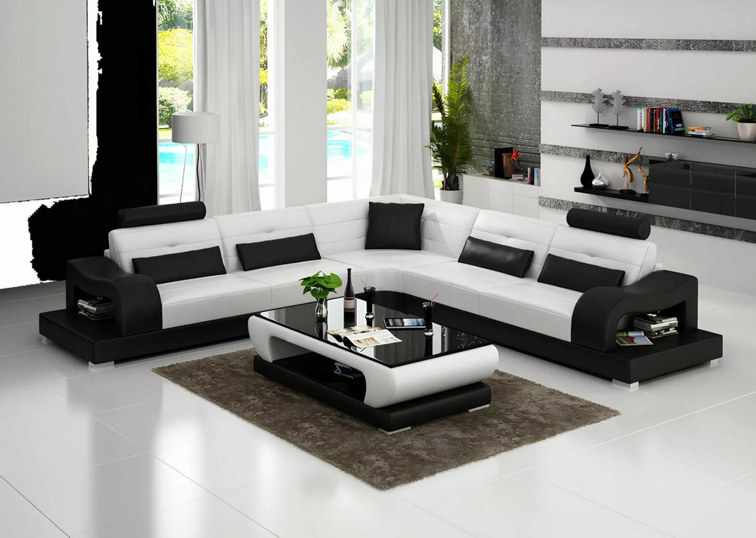 Xlmoebel Sofa Modernes Eck-Sofa aus Leder in Design-Wohnlandschaft Couch Ga günstig online kaufen