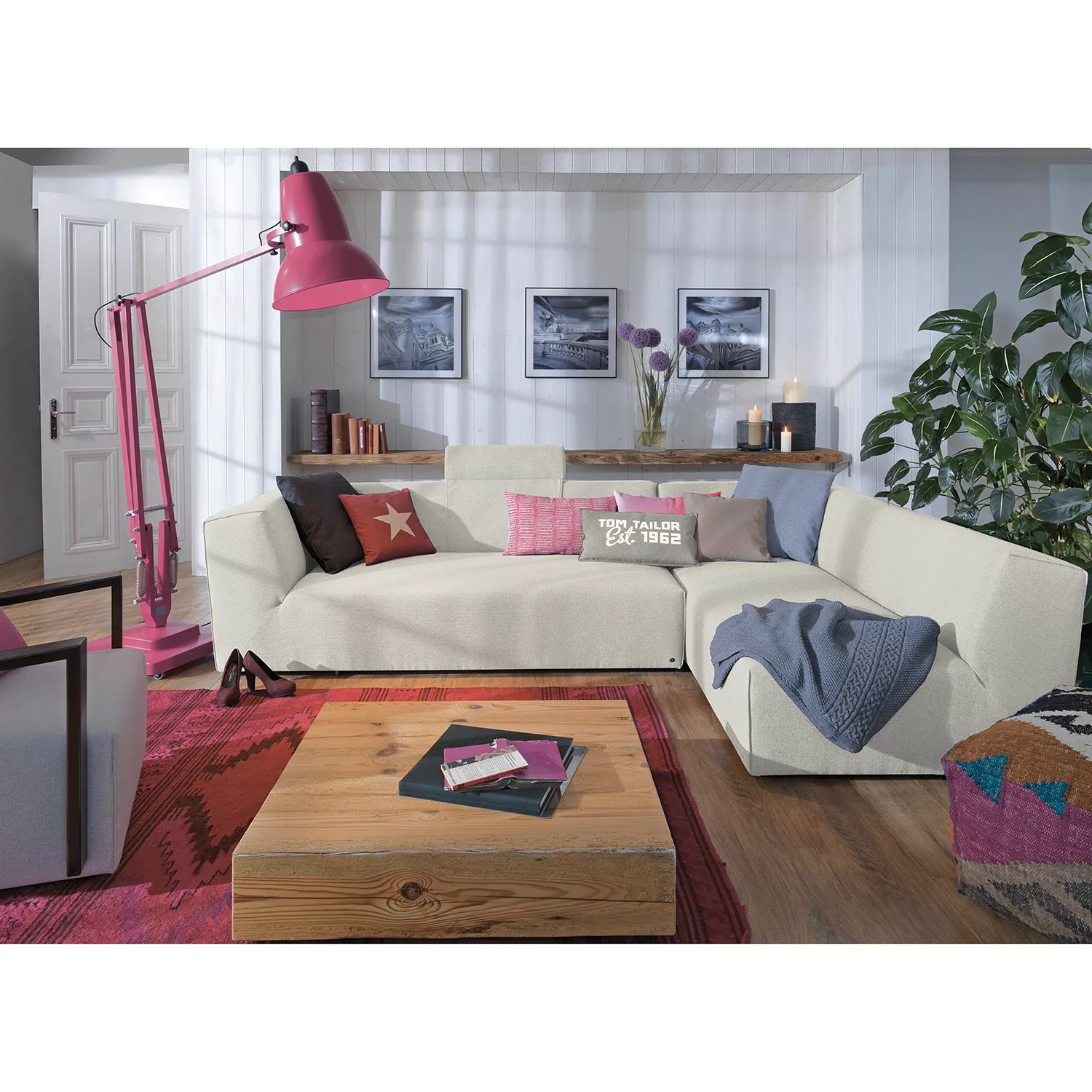 home24 Tom Tailor Ecksofa Elements VII Anthrazit 100% Polyester 190x190 cm günstig online kaufen