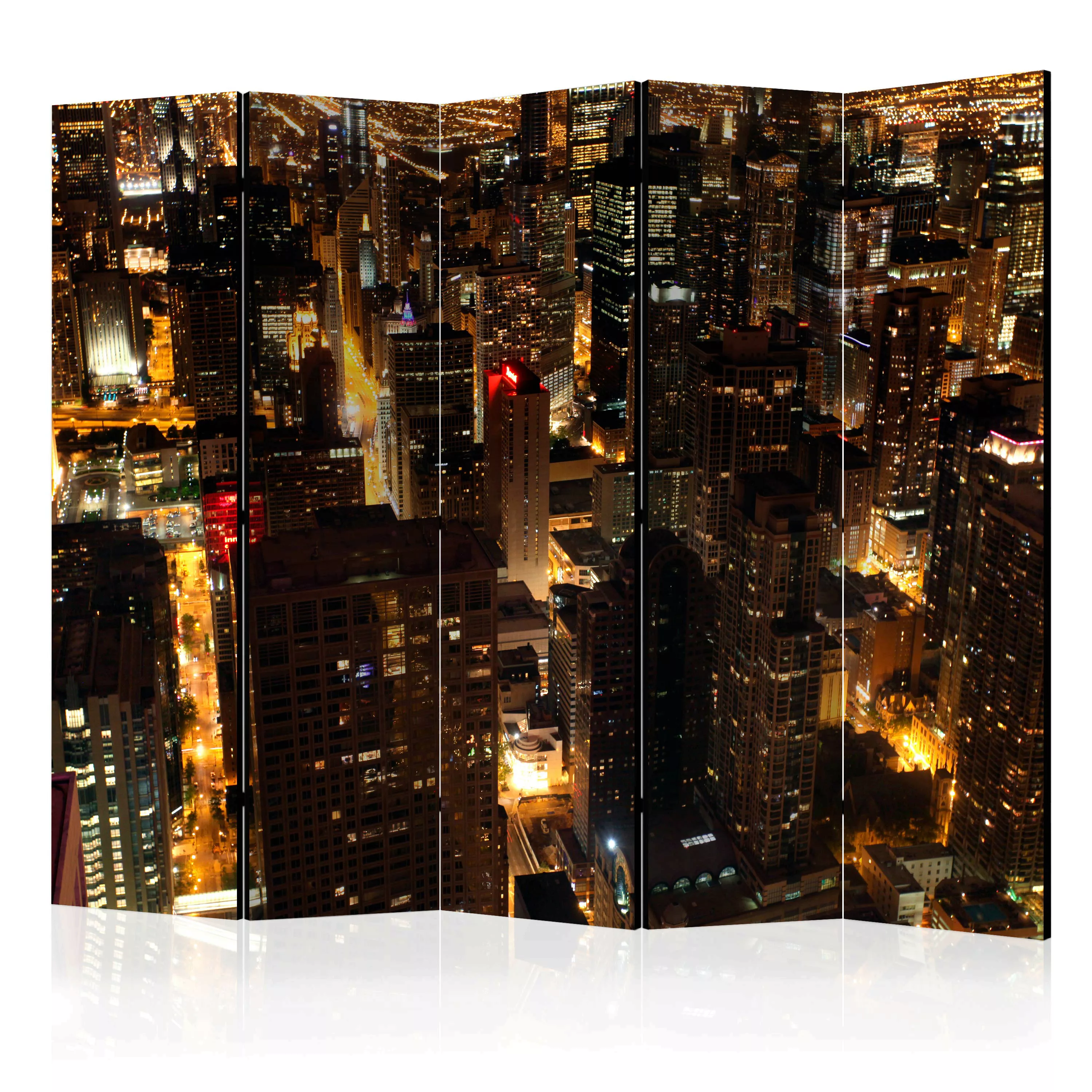 5-teiliges Paravent - City By Night - Chicago, Usa Ii [room Dividers] günstig online kaufen