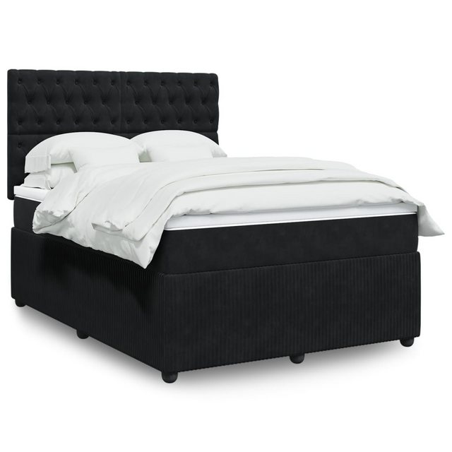 vidaXL Boxspringbett, Boxspringbett mit Matratze Schwarz 140x190 cm Samt günstig online kaufen