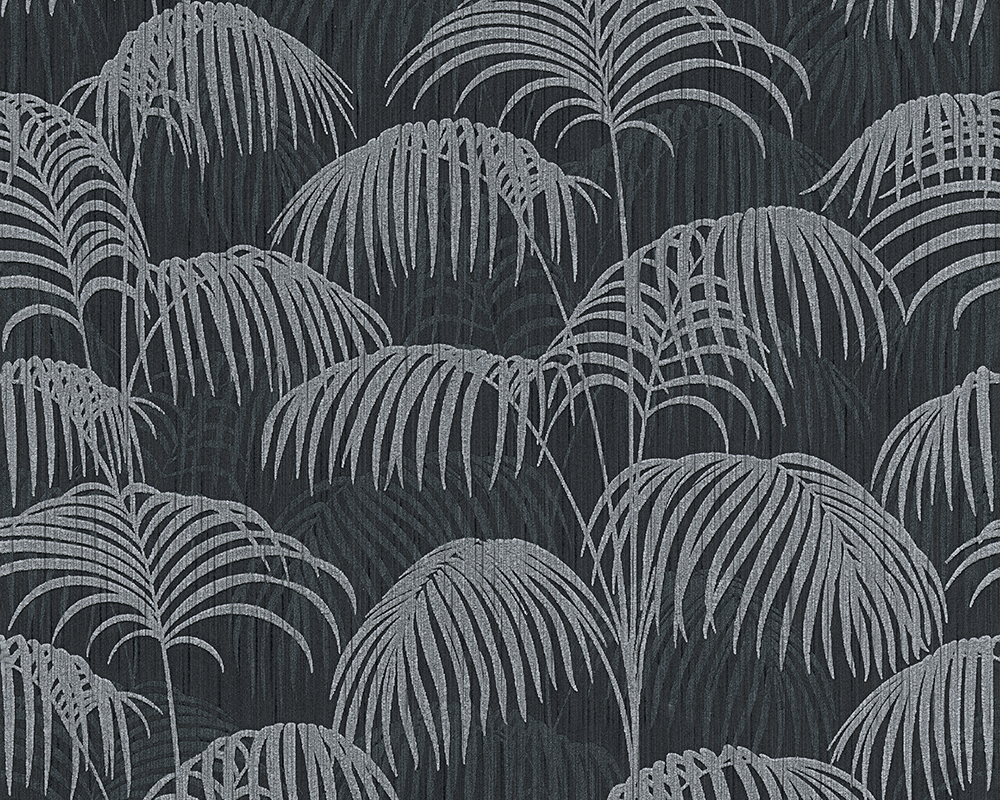 Bricoflor Elegante Tapete mit Farn Design Graue Vlies Textiltapete mit Palm günstig online kaufen