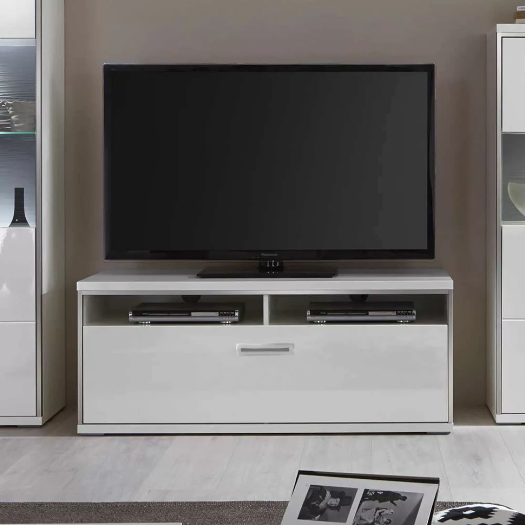 TV Board in Weiß Schublade günstig online kaufen