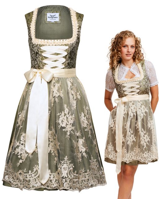 HOFGLANZ Dirndl Traditionelles Dirndl in Grün & Beige - Elegantes Trachtenk günstig online kaufen