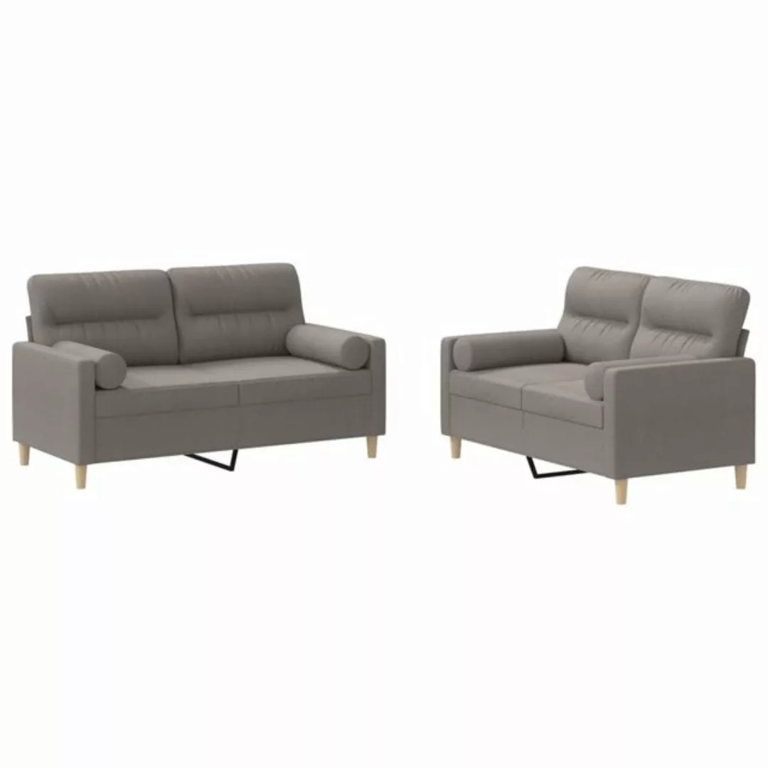 vidaXL Sofa Sofagarnitur Set mit Kissen Stoff, 2-tlg., Taupe günstig online kaufen