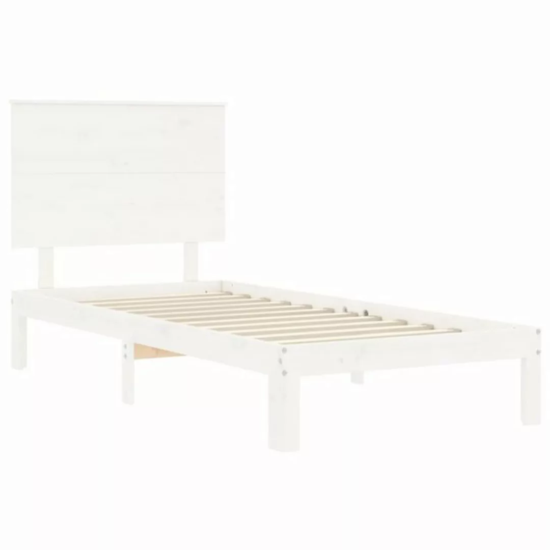 vidaXL Bett Massivholzbett mit Kopfteil Weiß günstig online kaufen