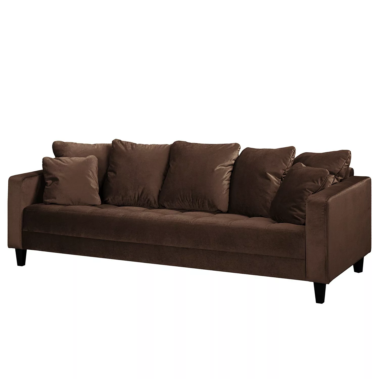home24 Red Living Sofa Elnora 3-Sitzer Braun Samt 228x85x90 cm günstig online kaufen