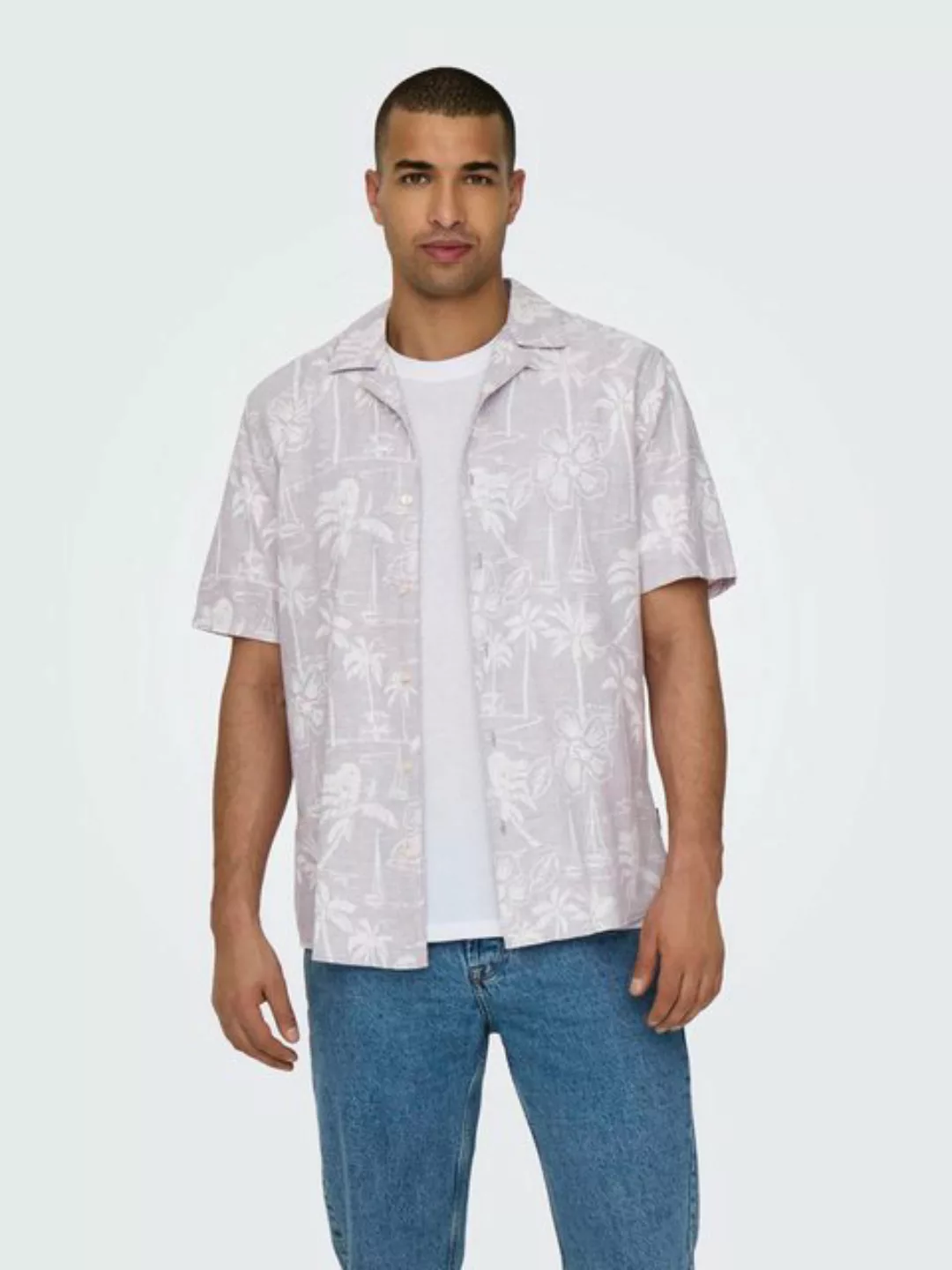 ONLY & SONS Kurzarmhemd Tropisches Hemd mit Sommer Design Bequemes Casual S günstig online kaufen