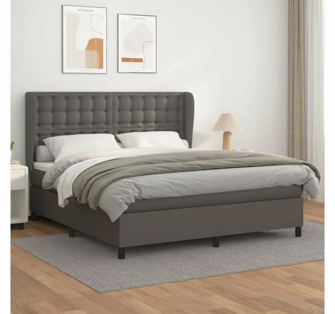 vidaXL Boxspringbett Bett Boxspringbett mit Matratze & Topper Kunstleder ve günstig online kaufen