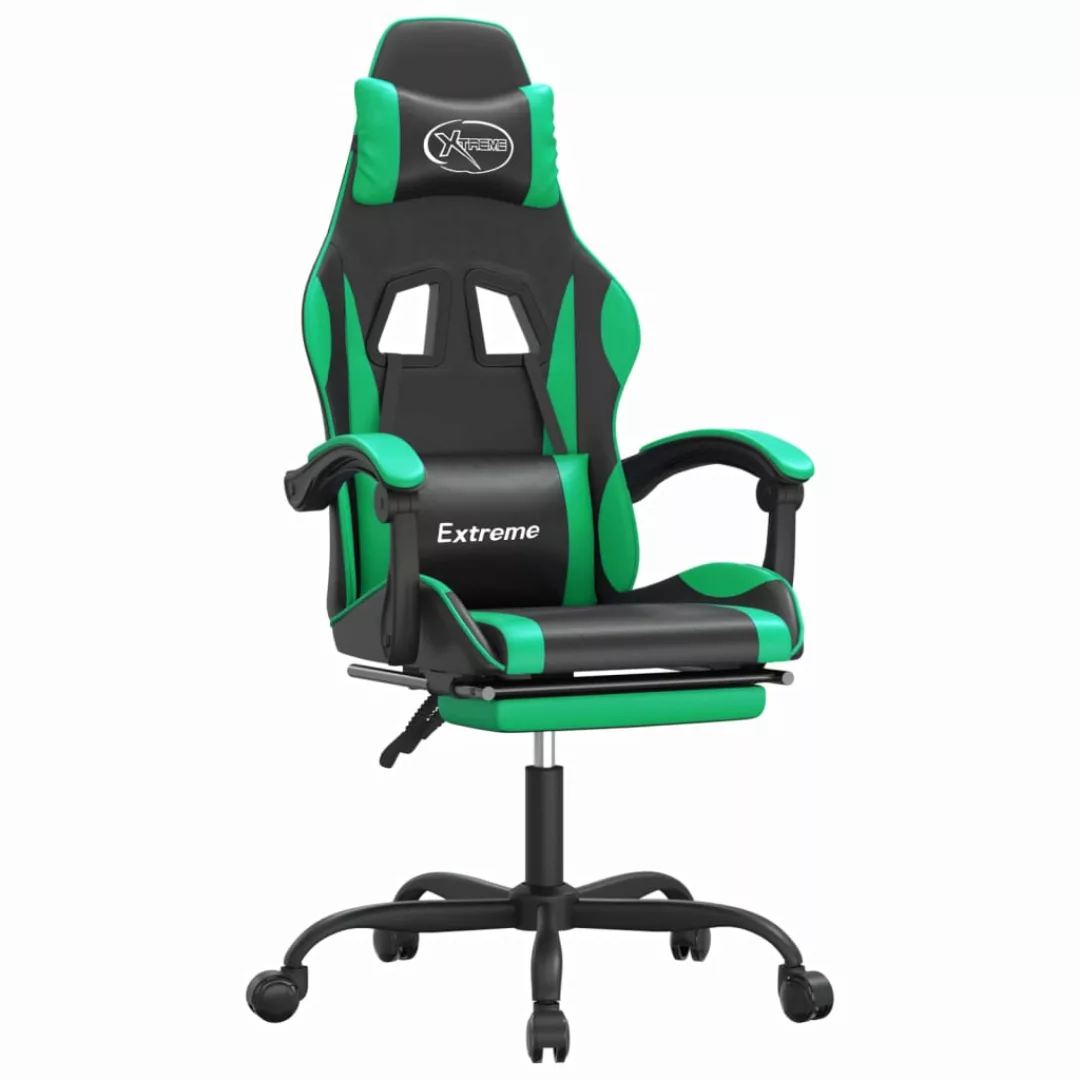 Vidaxl Gaming-stuhl Mit Fußstütze Drehbar Schwarz & Grün Kunstleder günstig online kaufen
