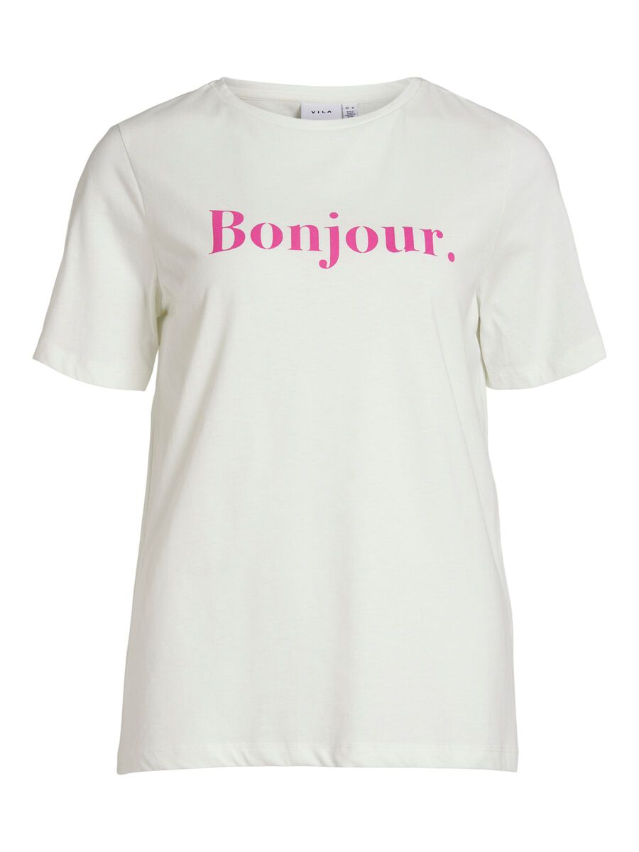 VILA Print Baumwoll T-shirt Damen White günstig online kaufen