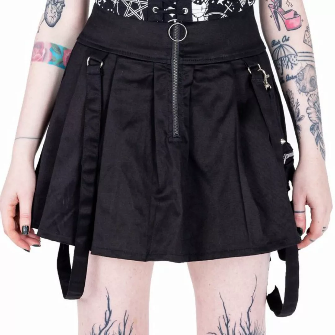 Chemical Black Plisseerock Eseld Punk Gothic Riemen Faltenrock günstig online kaufen