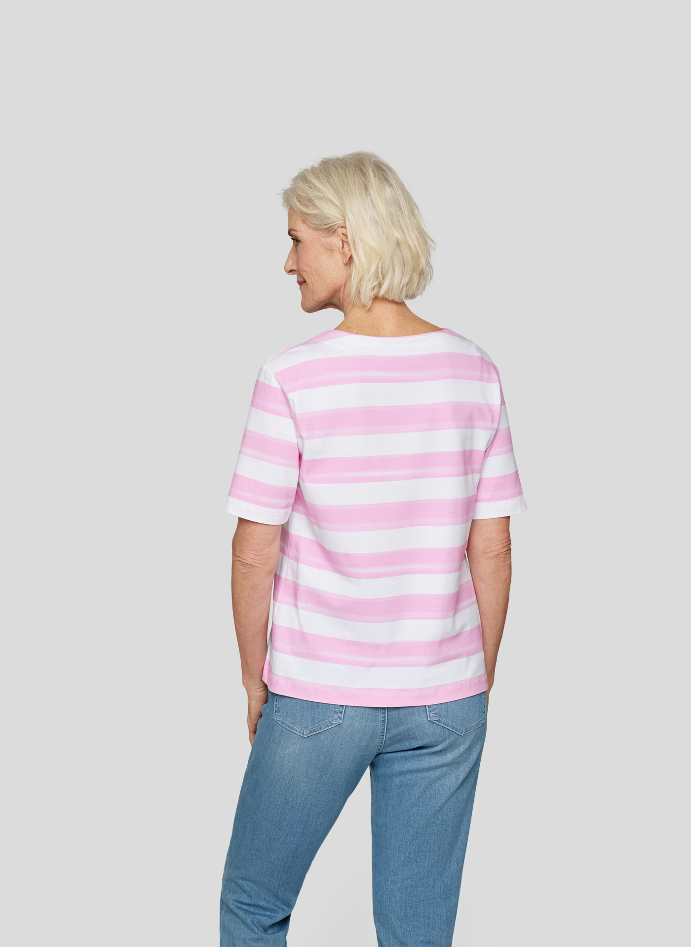 Rabe Rundhalsshirt, mit Streifen und floralem Muster günstig online kaufen
