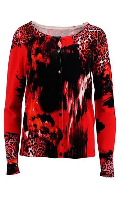 Passioni Cardigan Twinset in Rot und Schwarz mit abstraktem Animal-Print günstig online kaufen