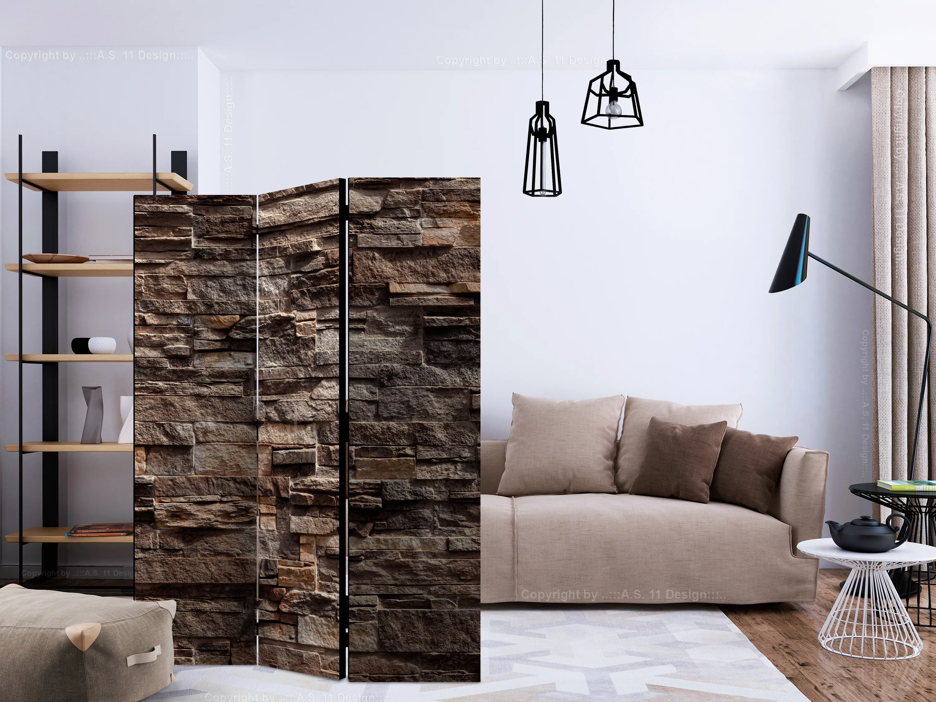 3-teiliges Paravent - Stylish Bronze [room Dividers] günstig online kaufen