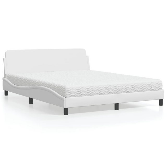 vidaXL Bett Bett mit Matratze Weiß 160x200 cm Kunstleder günstig online kaufen